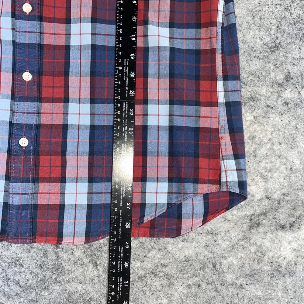 J. Crew‎ Button Down Shirt Men's Large Blue Plaid Casual Preppy Pocket Slim Fit